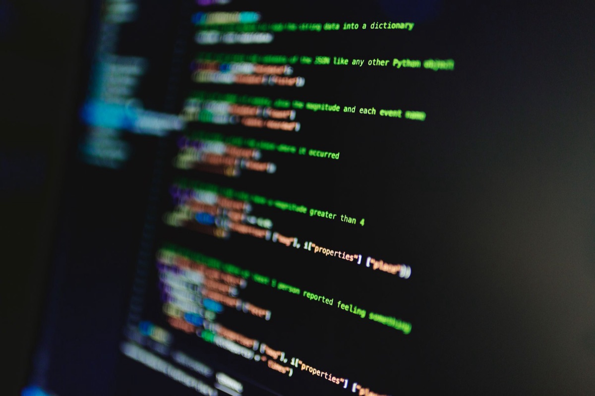 Close up of programming code on a computer monitor