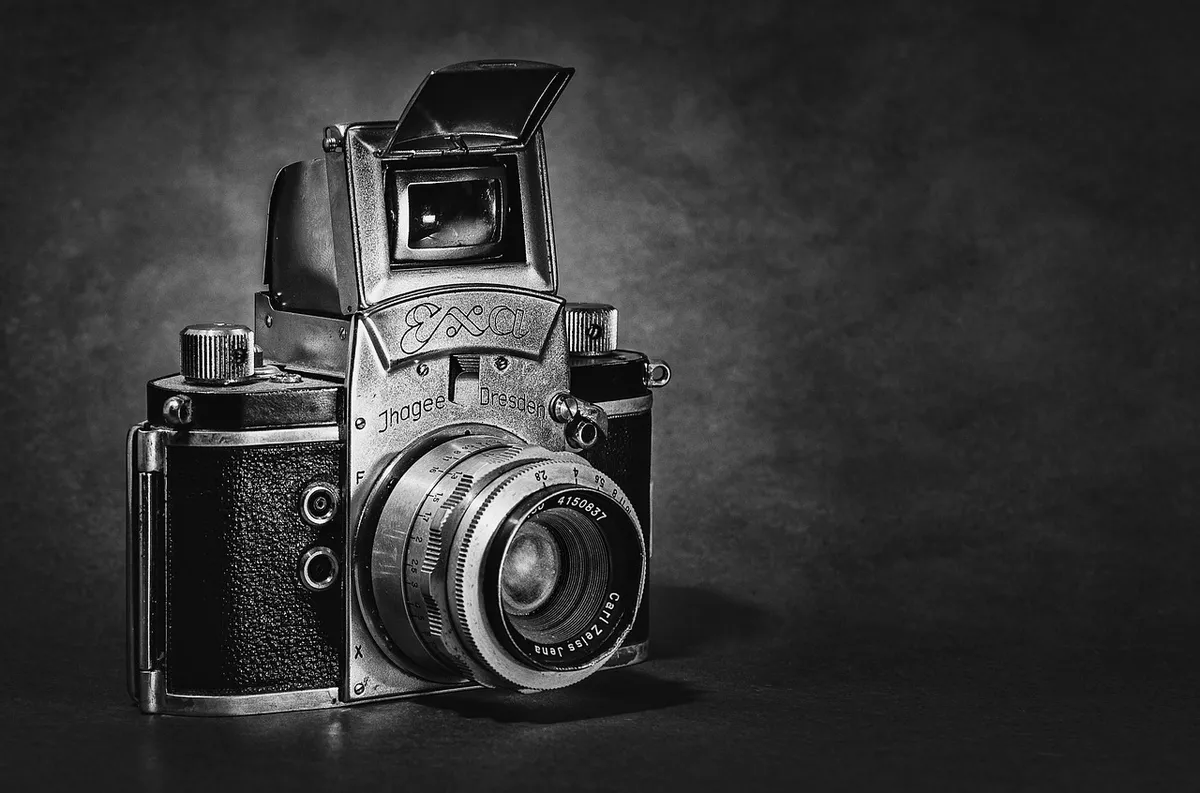 camera, technique, antique, retro, black, white, monochrome