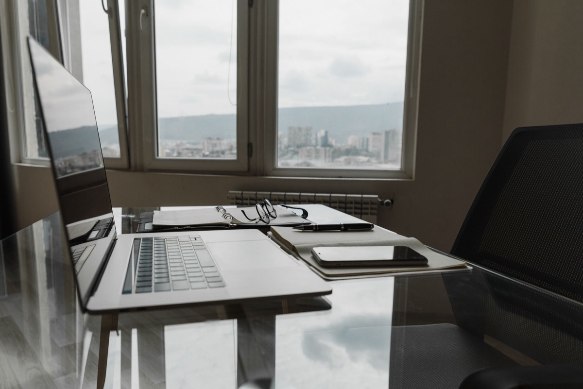 Modern Office Desk with Laptop